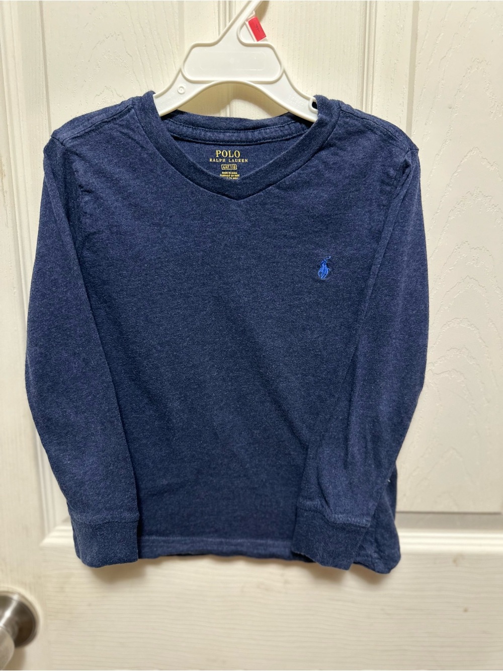 Polo Ralph Lauren Toddler Blue Heathered V-Neck Long Sleeve Tee 4T#316